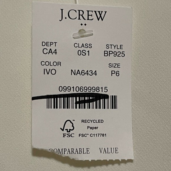J Crew Factory NWT Petite Belted Suiting Dress Size 6P in Ivory - Picture 7 of 8